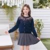 imageRolanko Girls Cardigan Sparkling Sequin Kids Knit Button Up Sweater Cardigan Long Sleeve 411 YearsSequinsnavy