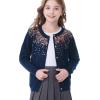 imageRolanko Girls Cardigan Sparkling Sequin Kids Knit Button Up Sweater Cardigan Long Sleeve 411 YearsSequinsnavy