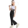 imageRolanko Girls Flare Leggings Yoga Pants with Pockets Stretch Kids Bell Bottoms Wide Leg Dance Pants 414 YearsBlack