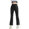 imageRolanko Girls Flare Leggings Yoga Pants with Pockets Stretch Kids Bell Bottoms Wide Leg Dance Pants 414 YearsBlack