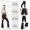 imageRolanko Girls Flare Leggings Yoga Pants with Pockets Stretch Kids Bell Bottoms Wide Leg Dance Pants 414 YearsBlack