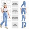 imageRolanko Girls Flare Leggings Yoga Pants with Pockets Stretch Kids Bell Bottoms Wide Leg Dance Pants 414 YearsBlue