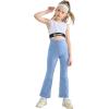 imageRolanko Girls Flare Leggings Yoga Pants with Pockets Stretch Kids Bell Bottoms Wide Leg Dance Pants 414 YearsBlue