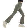 imageRolanko Girls Flare Leggings Yoga Pants with Pockets Stretch Kids Bell Bottoms Wide Leg Dance Pants 414 YearsGreen