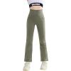 imageRolanko Girls Flare Leggings Yoga Pants with Pockets Stretch Kids Bell Bottoms Wide Leg Dance Pants 414 YearsGreen