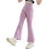 imageRolanko Girls Flare Leggings Yoga Pants with Pockets Stretch Kids Bell Bottoms Wide Leg Dance Pants 414 YearsPurple