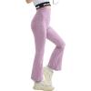 imageRolanko Girls Flare Leggings Yoga Pants with Pockets Stretch Kids Bell Bottoms Wide Leg Dance Pants 414 YearsPurple