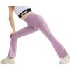 imageRolanko Girls Flare Leggings Yoga Pants with Pockets Stretch Kids Bell Bottoms Wide Leg Dance Pants 414 YearsPurple