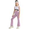 imageRolanko Girls Flare Leggings Yoga Pants with Pockets Stretch Kids Bell Bottoms Wide Leg Dance Pants 414 YearsPurple