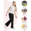 imageRolanko Girls Flare Wide Leg Sweatpants Elastic Waist Bell Bottoms Pants for Kids Sweats with Pockets 512YBlack