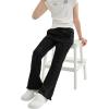 imageRolanko Girls Flare Wide Leg Sweatpants Elastic Waist Bell Bottoms Pants for Kids Sweats with Pockets 512YBlack
