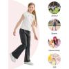 imageRolanko Girls Flare Wide Leg Sweatpants Elastic Waist Bell Bottoms Pants for Kids Sweats with Pockets 512YDarkgrey
