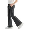 imageRolanko Girls Flare Wide Leg Sweatpants Elastic Waist Bell Bottoms Pants for Kids Sweats with Pockets 512YDarkgrey