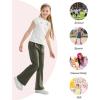 imageRolanko Girls Flare Wide Leg Sweatpants Elastic Waist Bell Bottoms Pants for Kids Sweats with Pockets 512YGreen