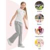 imageRolanko Girls Flare Wide Leg Sweatpants Elastic Waist Bell Bottoms Pants for Kids Sweats with Pockets 512YGrey