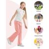 imageRolanko Girls Flare Wide Leg Sweatpants Elastic Waist Bell Bottoms Pants for Kids Sweats with Pockets 512YPink