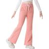 imageRolanko Girls Flare Wide Leg Sweatpants Elastic Waist Bell Bottoms Pants for Kids Sweats with Pockets 512YPink