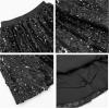 imageRolanko Girls Sequin Skirt Elastic Waist Glitter Sparkly Skort with Lining Twirling Shiny Skirts for Kids Dance Party 512YBlack