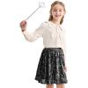 imageRolanko Girls Sequin Skirt Elastic Waist Glitter Sparkly Skort with Lining Twirling Shiny Skirts for Kids Dance Party 512YBlack