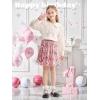 imageRolanko Girls Sequin Skirt Elastic Waist Glitter Sparkly Skort with Lining Twirling Shiny Skirts for Kids Dance Party 512YPink