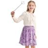 imageRolanko Girls Sequin Skirt Elastic Waist Glitter Sparkly Skort with Lining Twirling Shiny Skirts for Kids Dance Party 512YPurple