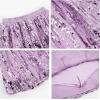 imageRolanko Girls Sequin Skirt Elastic Waist Glitter Sparkly Skort with Lining Twirling Shiny Skirts for Kids Dance Party 512YPurple