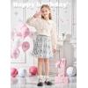 imageRolanko Girls Sequin Skirt Elastic Waist Glitter Sparkly Skort with Lining Twirling Shiny Skirts for Kids Dance Party 512YSilver