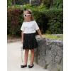 imageRolanko Girls Sequin Skirt Kids Elastic Waist ALine Sparkly Ruffle Skirt with Lining for Party DanceBlack
