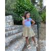 imageRolanko Girls Sequin Skirt Kids Elastic Waist ALine Sparkly Ruffle Skirt with Lining for Party DanceGold