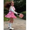 imageRolanko Girls Sequin Skirt Kids Elastic Waist ALine Sparkly Ruffle Skirt with Lining for Party DancePink