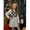 imageRolanko Girls Sequin Skirt Kids Elastic Waist ALine Sparkly Ruffle Skirt with Lining for Party DanceSilver