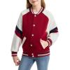 imageRolanko Kids Varsity Jackets Girls Baseball Bomber Color Block Letterman Jacket Outwear With Pockets 715 YearsRed