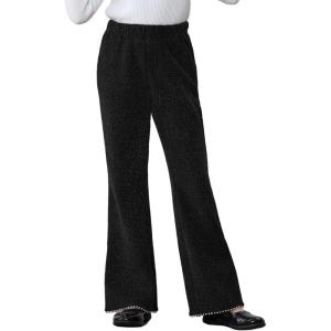 imageRolanko Girls Bell Bottom Chenille Silver Threaded Flare Pants with Pearls Sparkly Corduroy Flare Trousers for Kids 512YBlack