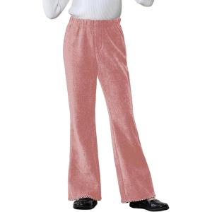 imageRolanko Girls Bell Bottom Chenille Silver Threaded Flare Pants with Pearls Sparkly Corduroy Flare Trousers for Kids 512YPink