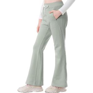 imageRolanko Girls Flare Wide Leg Sweatpants Elastic Waist Bell Bottoms Pants for Kids Sweats with Pockets 512YBeangreen