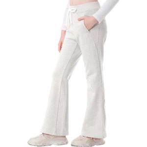 imageRolanko Girls Flare Wide Leg Sweatpants Elastic Waist Bell Bottoms Pants for Kids Sweats with Pockets 512YWhitegrey