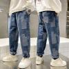 imageRolanko Boys Baggy Jeans Elastic Straight fit Stretch Denim Pants Loose Kids Clothes 414 YearsA1patchw