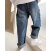 imageRolanko Boys Baggy Jeans Elastic Straight fit Stretch Denim Pants Loose Kids Clothes 414 YearsSmallhole