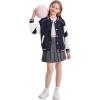 imageRolanko Girls Varsity Jackets Baseball Bomber Color Block Letterman Jacket Outwear With Pockets 715 YearsNavyblue