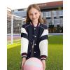 imageRolanko Girls Varsity Jackets Baseball Bomber Color Block Letterman Jacket Outwear With Pockets 715 YearsNavyblue