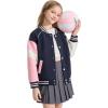 imageRolanko Girls Varsity Jackets Baseball Bomber Color Block Letterman Jacket Outwear With Pockets 715 YearsNavypink