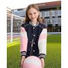imageRolanko Girls Varsity Jackets Baseball Bomber Color Block Letterman Jacket Outwear With Pockets 715 YearsNavypink