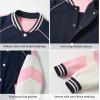imageRolanko Girls Varsity Jackets Baseball Bomber Color Block Letterman Jacket Outwear With Pockets 715 YearsNavypink