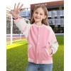 imageRolanko Girls Varsity Jackets Baseball Bomber Color Block Letterman Jacket Outwear With Pockets 715 YearsPink