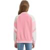 imageRolanko Girls Varsity Jackets Baseball Bomber Color Block Letterman Jacket Outwear With Pockets 715 YearsPink