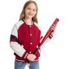 imageRolanko Girls Varsity Jackets Baseball Bomber Color Block Letterman Jacket Outwear With Pockets 715 YearsRed