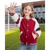 imageRolanko Girls Varsity Jackets Baseball Bomber Color Block Letterman Jacket Outwear With Pockets 715 YearsRed
