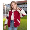 imageRolanko Girls Varsity Jackets Baseball Bomber Color Block Letterman Jacket Outwear With Pockets 715 YearsRed