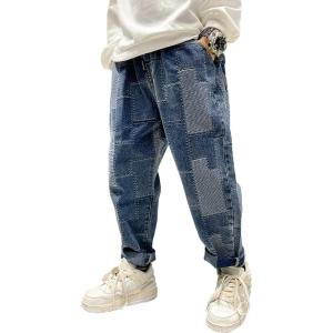 imageRolanko Boys Baggy Jeans Elastic Straight fit Stretch Denim Pants Loose Kids Clothes 414 YearsA1patchw