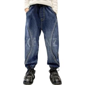 imageRolanko Boys Baggy Jeans Elastic Straight fit Stretch Denim Pants Loose Kids Clothes 414 YearsCurvedseam